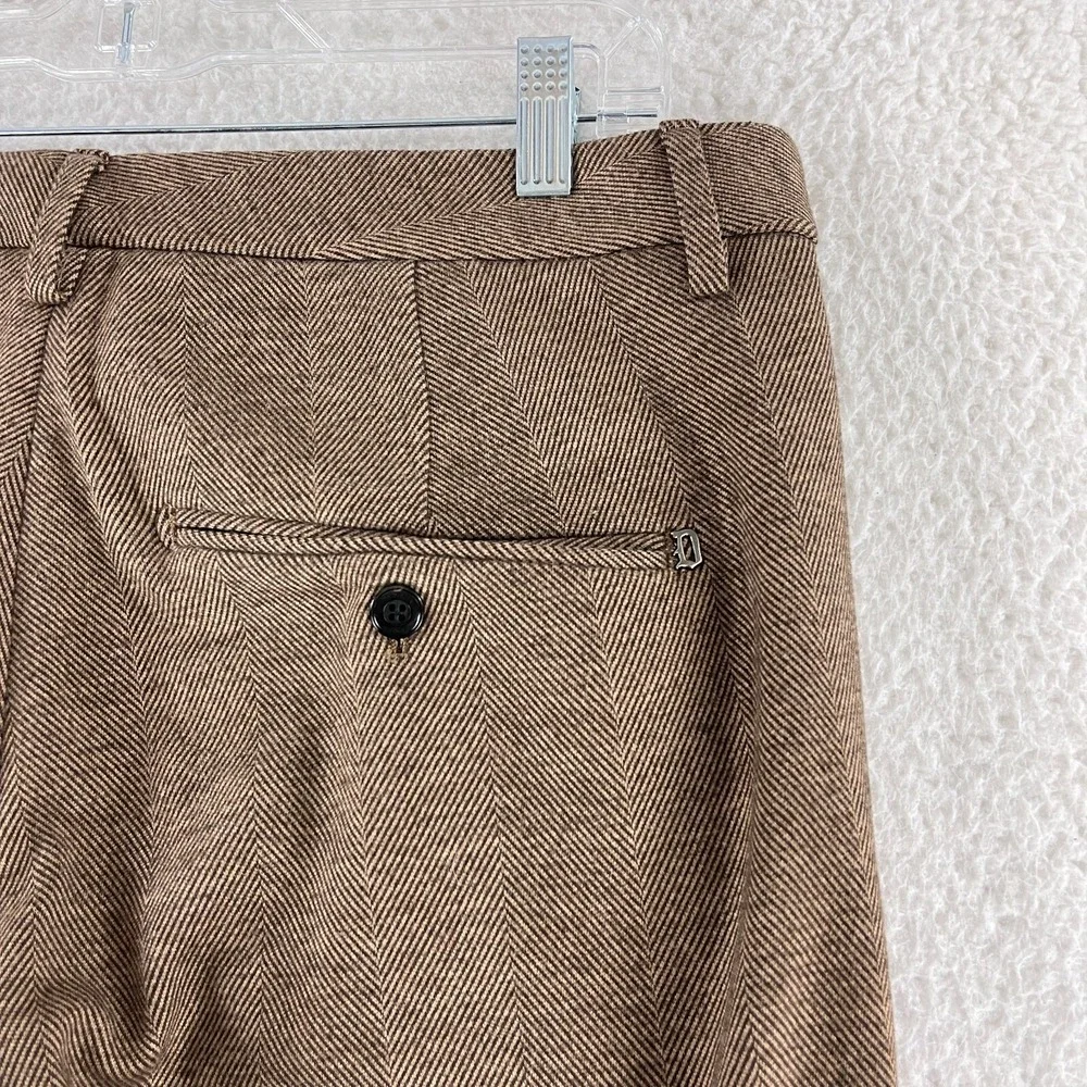 Dondup Brown Dress Pants Mens Size 32 Tweed Straight Leg Work Made in Italy‎